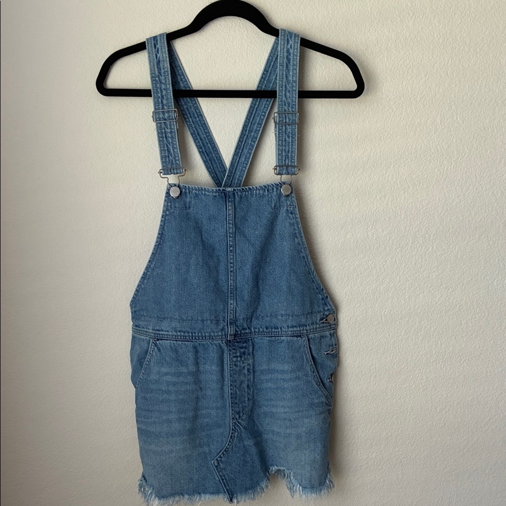Free People Blue Denim Overall Romper